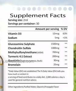 Glukozamin kondroitin takviyesi vejetaryen ortak sağlık <span class=keywords><strong>MSM</strong></span> sıvı damla yağ zerdeçal Quercetin ananas enzimi - Product Image 2