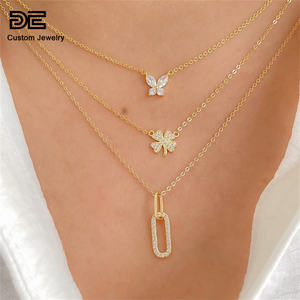 De Oval zirkon kolye kolye S925 gümüş klasik lüks Bar kolye kolye 18K altın kaplama takı kadınlar için - Product Image 1