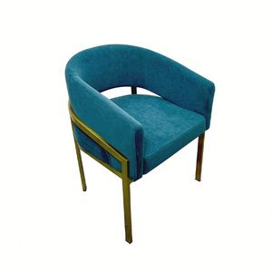 Chaise de canapé de luxe moderne en fer avec tissu de velours Chaise de salle à manger de loisirs paresseux à la mode simple pour hôtels et restaurants - Product Image 1