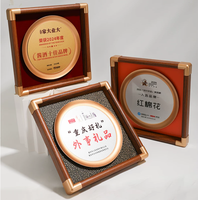 Plaque de trophée en bois personnalisée avec coins dorés, plaque de récompense, disque métallique, plaque en aluminium gravée UV, cadeau pour entreprise et organisation WDY-0511