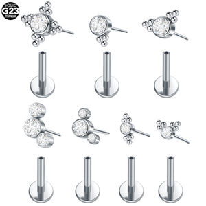 Lingchee titane sans fil Push-in CZ Tragus conque Cartilage dos plat Helix <span class=keywords><strong>Labret</strong></span> Monroe <span class=keywords><strong>anneau</strong></span> à lèvres Daith <span class=keywords><strong>Piercing</strong></span> bijoux - Product Image 1