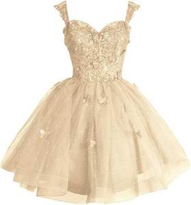 Schulterfreie kurze Ballkleider mit Herzausschnitt und Schmetterlingsapplikationen, Heimkehrkleider mit Pailletten, A-Linie, Cocktailkleid, Vestidos - Product Image 3