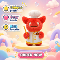 Peluche Mascotte Personnalisée Chef Bœuf OEM avec Uniforme, Chapeau, Baguettes et Broderie pour Promotion de Marque de Restaurant