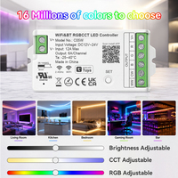   Contrôleur LED WiFi Tuya RGBCCT 5 en 1, application Smart Life, contrôle sans fil, variateur de lumière LED 12V 24V, compatible avec Alexa