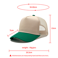 Gorra de béisbol tipo camionero de 5 paneles, estructurada, de corona alta, con parche bordado personalizado, de malla bicolor, al por mayor