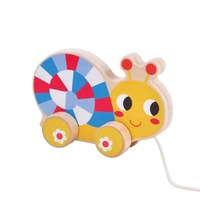 Juguete Montessori de madera con forma de caracol para caminar, juguete de arrastre de madera con forma de animal