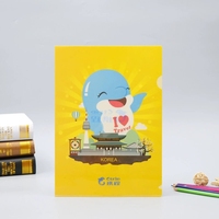 Carpeta Promocional A4 en Forma de L con Bolsillo Transparente, Impermeable y Ecológica, Estilo de Dibujos Animados, Impresión UV, Colores Personalizados, para Uso Escolar