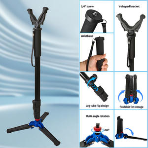 Monopode <span class=keywords><strong>de</strong></span> <span class=keywords><strong>chasse</strong></span> réglable ECHAIN, bâton <span class=keywords><strong>de</strong></span> tir en aluminium, trépied à fourche 1/4V avec vis 3/8'', support triangulaire tactique <span class=keywords><strong>pour</strong></span> l'extérieur - Product Image 4