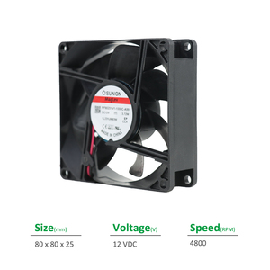 Ventilador Axial de Plástico SUNON PF80251V1-1000C-A99 80x80x25mm 12VDC 310mA 3.72W 5800RPM 60CFM Eléctrico OEM/ODM para Gabinete e Inversor - Product Image 2