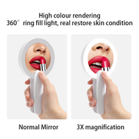 OEM Mini miroir portable de maquillage de voyage de poche à LED Miroir cosmétique de poche personnalisé à poignée compacte et pliable