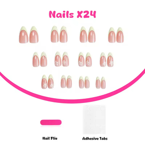 Vendita all'ingrosso di lusso unghie acriliche stampa su unghie retrò corto fiore di mandorla stella 24 pezzi macchina fatta a metà fatto a mano - Product Image 3