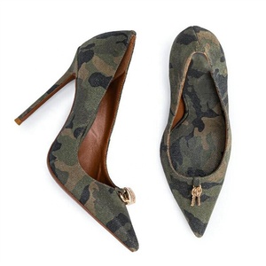 Escarpins camouflage à talons hauts grande taille 45 pour femme, couleur personnalisée, décor métallique, mules à talon aiguille, chaussures de soirée basiques - Product Image 2