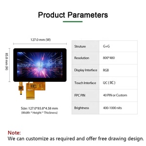 Optik Bağlantılı 5 İnç 400/1000 Nit 800*480 RGB LCD Ekran Kapasitif Dokunmatik Ekran - Product Image 2