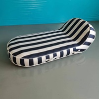 Chaise longue gonflable en PVC rayée bleue et blanche, épaisseur 0,3 mm, pour piscine, matelas pneumatique, transat de bain de soleil