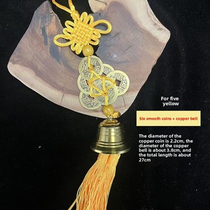 Campana a forma di zucca esagonale ottagonale in ottone con serpente, cinque monete nere, due gialle, sei monete imperiali, semi-artigianale, per il Festival di Primavera - Product Image 3