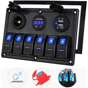 Panneau de commande 6 interrupteurs RGB à intensité variable pour bateaux et voitures, 12V 24V, indice IP53, 10A, avec boîtier de contrôle de circuit pour camping-car et bus - Product Image 2