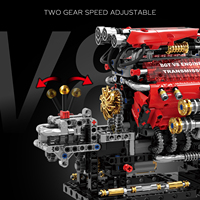 LESHOW Voiture de Course Avion Moteur GT V8 Kit de Montage Éducatif STEM DIY Jouet de Construction en Plastique ABS 812 Pièces