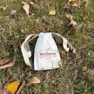 Customized Logo Printed Recycled Cotton <b>Drawstring</b> Bag Small Cotton Dust <b>Pouch</b> With Printed Ribbon - Product Image 5