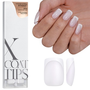 XCOATTIPS En gros Capsules d'ongles en gel X-Coat carrées courtes, couvrance totale, French manucure blanche, en gel souple, 160 pièces, à presser - Product Image 1