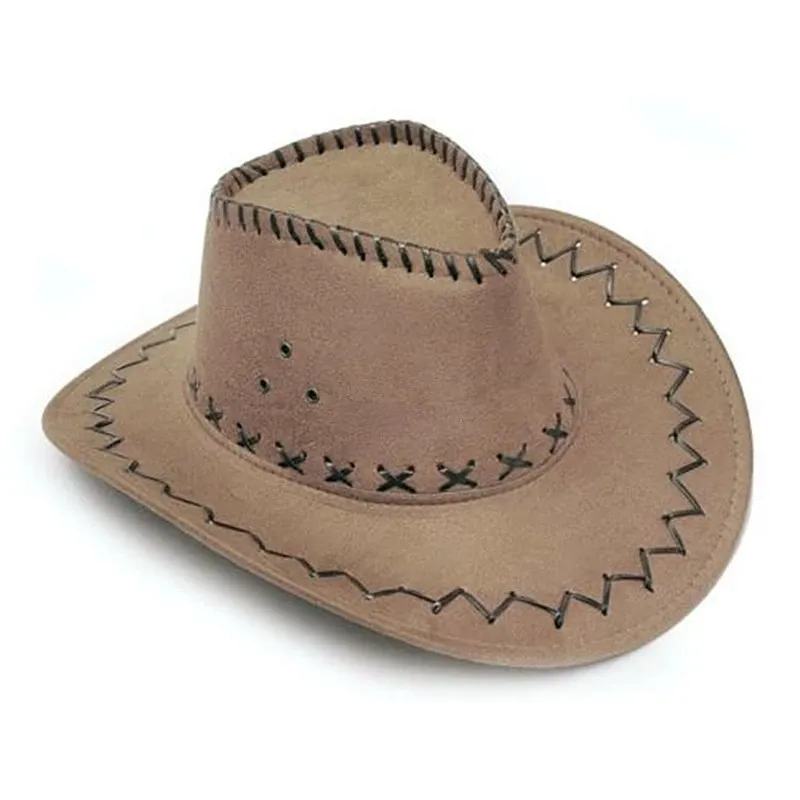 Topi Jazz Cowgirl Pria Mode dengan Topi Koboi Sombrero Suede Topi Pria