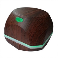 Diffuseur d'huiles essentielles USB à grain de bois, humidificateur ultrasonique d'aromathérapie 150 ml avec lumière LED pour la maison et la voiture