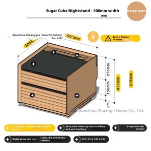 <span class=keywords><strong>Chevet</strong></span> moderne et simple en bois de cerisier, design <span class=keywords><strong>cube</strong></span> de sucre massif, dalle rocheuse, style nordique japonais, meubles de maison - Product Image 4