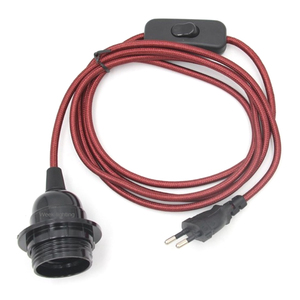 Base de bombilla roscada <span class=keywords><strong>E14</strong></span>, soporte de lámpara para juegos de luces colgantes, cable textil Vintage con interruptor de enchufe de la UE - Product Image 4