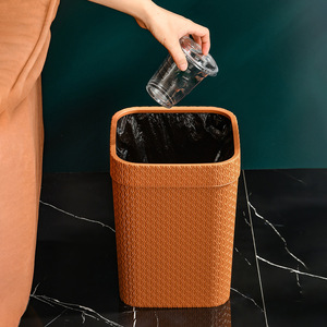 GREENSIDE <span class=keywords><strong>Poubelle</strong></span> en plastique durable style <span class=keywords><strong>rotin</strong></span> avec rebord, corbeille à papier pour salon, chambre et bureau, vente en gros disponible - Product Image 1