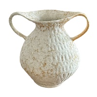 Vase en céramique de style Wabi-sabi à double poignée et grand ventre, finition antique pour arrangements floraux, céramique haut de gamme