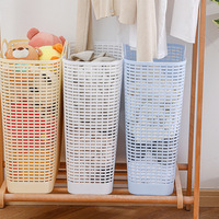 Panier à linge rectangulaire portable en plastique PP de luxe léger, écologique, anti-poussière, pour vêtements sales, blanc, 45x23x55cm