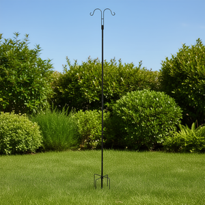 <b>Shepherds</b> <b>Hook</b> Bird Feeder Pole 92 Inch Heavy Duty Metal Double <b>Hook</b> Outdoor All Seasons Use - Product Image 2
