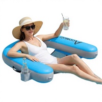 Vente directe d'usine, chaise de piscine gonflable en PVC durable et imperméable de 2 mm d'épaisseur avec porte-gobelet pour une utilisation en extérieur