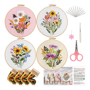 Kit de Bordado para Principiantes con Patrón e Instrucciones, Kit de Punto de Cruz con Patrón Floral - Product Image 1