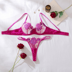 KISS ME ANGEL Set di Lingerie Sexy con Ricamo Floreale in Pizzo, Reggiseno Push-Up e Perizoma per Donne, Abbigliamento <span class=keywords><strong>Romantico</strong></span> da Notte, Regalo di San Valentino - Product Image 1