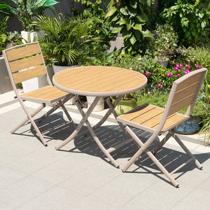 Meilleure vente Ensemble <span class=keywords><strong>de</strong></span> meubles <span class=keywords><strong>de</strong></span> <span class=keywords><strong>jardin</strong></span> pliables et portables avec cadre en <span class=keywords><strong>plastique</strong></span>, bois et aluminium, petite table basse et chaise pour balcon extérieur - Product Image 1