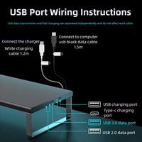 Base Elevadora de Monitor Metálica con Luces LED RGB, Puertos USB 3.0 y Carga Rápida, Soporte Amplio y Extralargo para Computadoras de Escritorio