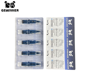 Cartouche d'aiguilles de tatouage jetables Gewinner 1207RS en acier inoxydable 316, diamètre 0,35 mm, longue pointe conique, <span class=keywords><strong>7</strong></span> aiguilles, 100 % stérilisation au gaz EO - Product Image 2