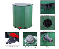 Le seau de pluie portable comprend deux robinets et un kit de trop-plein Conteneur de stockage pliable pour système de collecte des eaux de pluie