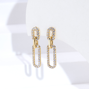 Bijoux Messi personnalisés MSE-837, boucles d'oreilles tendance en or jaune 18 carats avec diamants de laboratoire taille ronde - Product Image 1
