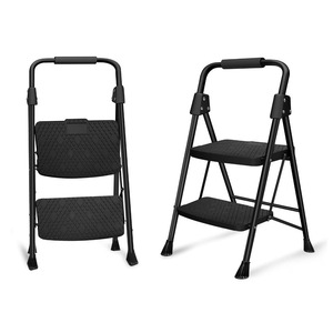 Deliladder <span class=keywords><strong>DLS</strong></span> Black, échelle industrielle portable à 2 marches, pratique, légère, avec poignée, pliable, marchepied large, antidérapant - Product Image 2