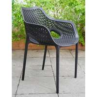 Fauteuil lounge Obsidian Noir Lattice |   Siège de cradle incurvé en polypropylène toutes saisons empilable, dossier fendu, qualité commerciale supérieure