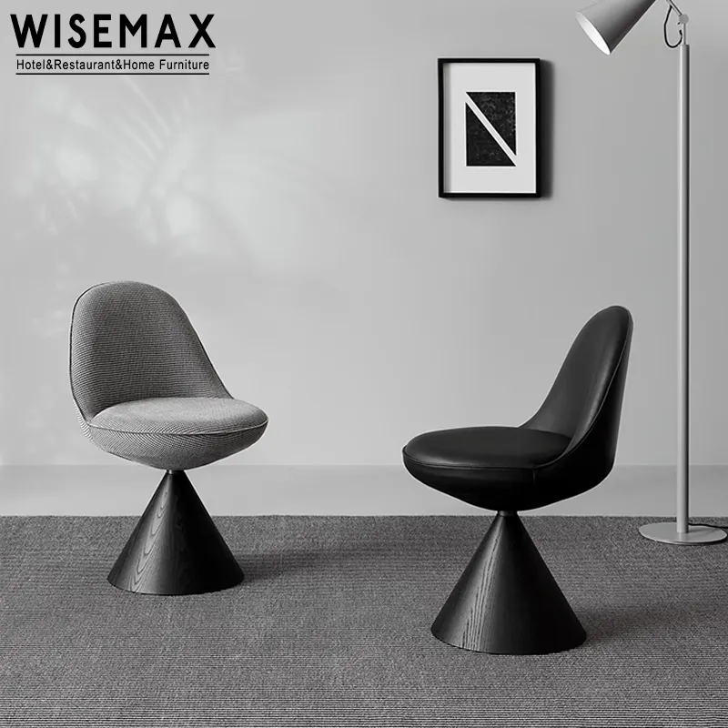 WISEMAX FURNITURE sedia da pranzo girevole con base in legno massello sedia in tessuto di lusso leggero per sala da pranzo mobili da caffè minimalisti