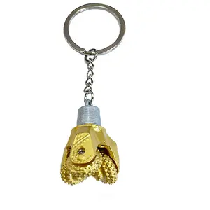 Rotating Gear Drill Bit Keyring Oil Company Gift Souvenir Top Quality With 3D Oilfield Drill Bit Gold Tricones Metal Keychain