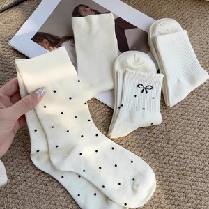 Women Mid Calf Slouch Socks Solid Color Polyester Sweat Absorbing Autumn Casual Style - Product Image 4