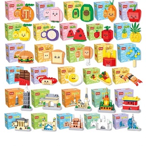 Mini Caja de Bloques de Construcción de Plástico de 40 Piezas, Juguete Educativo, Regalo, Diseño de Restaurante de Comida Rápida con Hamburguesas y Frutas - Product Image 1