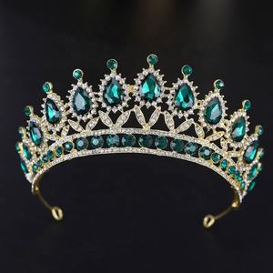 Diadema de Cristal de Lujo Europea, Corona Barroca con Gotas de Agua, Tocado de Novia con Baño de Oro y Piedras de Estrás para Boda, Princesa - Product Image 4