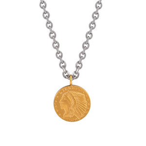 Collar de Clavícula de Acero Inoxidable con Colgante de Moneda American Eagle Chapado en Oro de 18K, Joyería de Regalo Unisex - Product Image 5