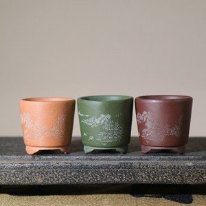 Purple <b>Clay</b> Mini Bonsai <b>Pot</b> Round Palm Sized Planter Micro Extra Small Zhang Kelei Boutique - Product Image 4