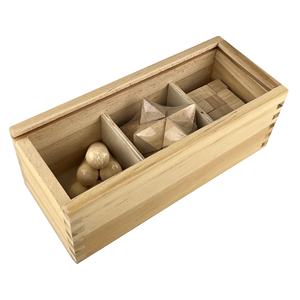 Rompecabezas de madera 3 Rompecabezas de madera divertidos en una caja de madera Logotipo personalizado Regalos promocionales PT006 3 en 1 Rompecabezas DE MADERA EN STOCK - Product Image 4