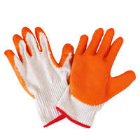 Haute qualité 7G chaîne tricot rouge Orange paume trempée poignée en caoutchouc industriel robuste enduit de Latex gants de travail de jardin imprimer Logo
